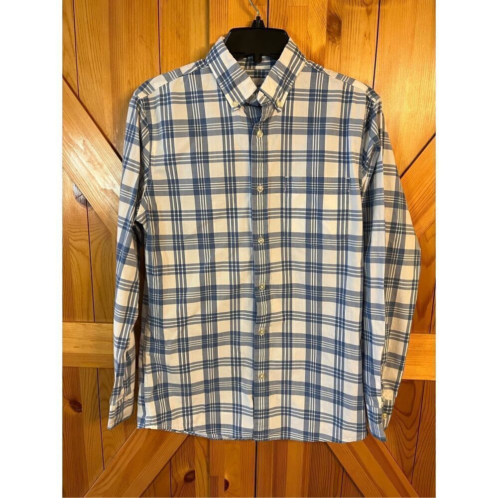 Sonoma Plaid SMALL White Blue Long Sleeve Shirt (3438)